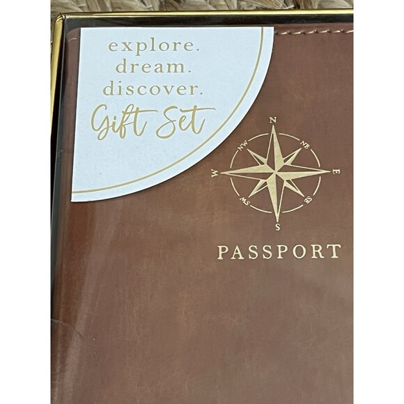 Eccolo Passport Holder Compass & Journal‎ World Map Gift Set for Traveler NEW - Picture 2 of 5
